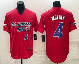 Mens Puerto Rico Baseball #4 Yadier Molina Number 2023 Red World Baseball Classic Stitched Jersey,We sell and wholesale Mens Puerto Rico Baseball #4 Yadier Molina Number 2023 Red World Baseball Classic Stitched Jersey on line form chian!